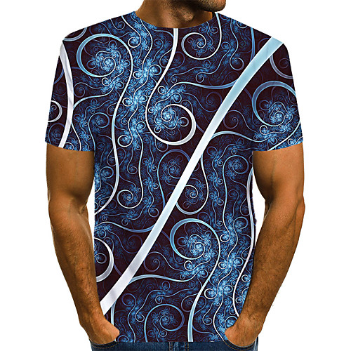 

Men's Daily Weekend T-shirt - Geometric / 3D / Abstract Print Blue