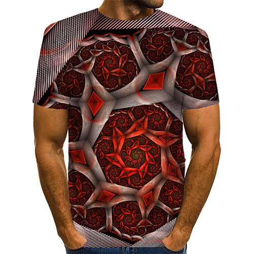 

Men's Daily Weekend T-shirt - Geometric / 3D / Abstract Print Brown