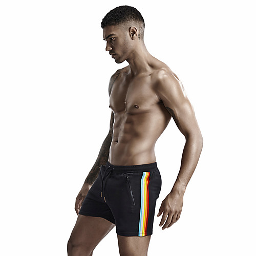 

SEOBEAN Men's Sport Briefs Running Shorts Stripe Drawstring Sports Shorts Briefs Bottoms Running Fitness Jogging Breathable Quick Dry Soft Color Block Red White Black Dark Blue / Stretchy