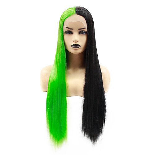 

Synthetic Lace Front Wig Straight Jenifer Middle Part Lace Front Wig Long Green Synthetic Hair 22-26 inch Women's Heat Resistant Women Hot Sale Black Green / Glueless