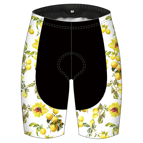 

21Grams Women's Cycling Shorts Bike Pants / Trousers Padded Shorts / Chamois Bottoms Breathable 3D Pad Quick Dry Sports Fruit Lemon Black / Yellow Mountain Bike MTB Road Bike Cycling Clothing Apparel