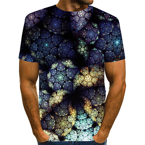 

Men's Daily Weekend T-shirt - Geometric / 3D / Abstract Print Blue