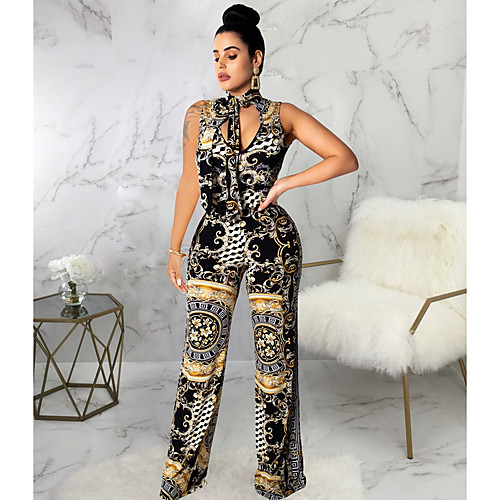 

Women's Basic Black Jumpsuit Onesie, Geometric S M L