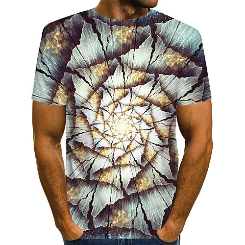 

Men's Daily Going out Basic / Exaggerated T-shirt - Geometric / 3D Print Light gray