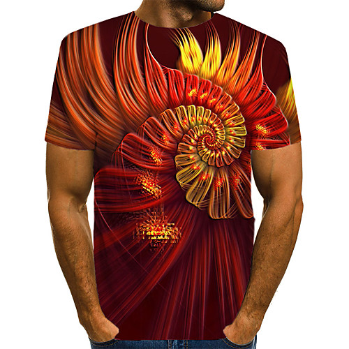 

Men's Daily Weekend T-shirt - Geometric / 3D / Abstract Print Red