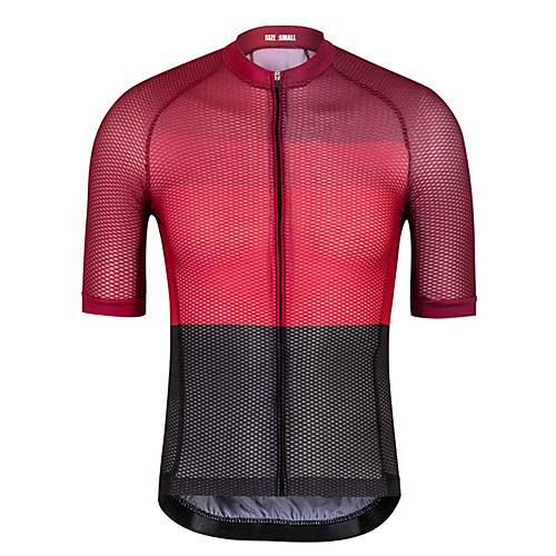 

21Grams Men's Short Sleeve Cycling Jersey 100% Polyester Black / Red Bike Jersey Top Mountain Bike MTB Road Bike Cycling UV Resistant Breathable Quick Dry Sports Clothing Apparel / Stretchy