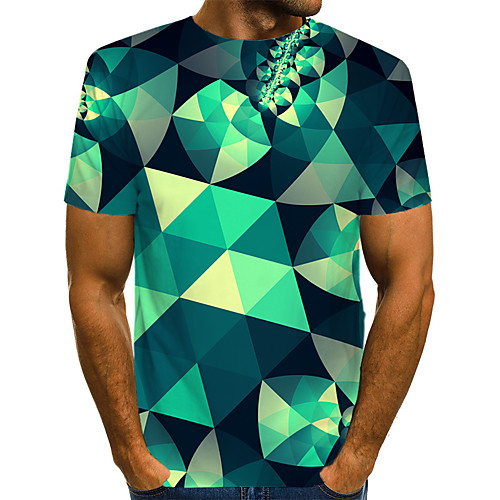 

Men's Daily Weekend T-shirt - Geometric / 3D / Abstract Print Green