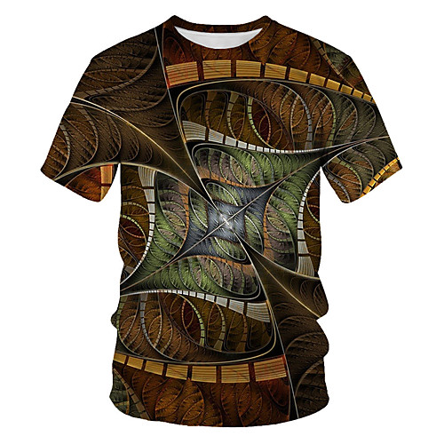 

Men's Plus Size Geometric 3D Print T-shirt Basic Street chic Daily Sports Round Neck Rainbow / Short Sleeve