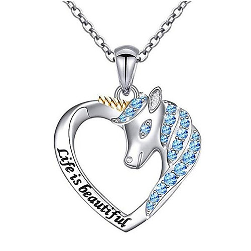 

Women's Cubic Zirconia Pendant Necklace Classic Unicorn Fashion Copper Silver 455 cm Necklace Jewelry 1 Piece For Office / Career Daily Wear