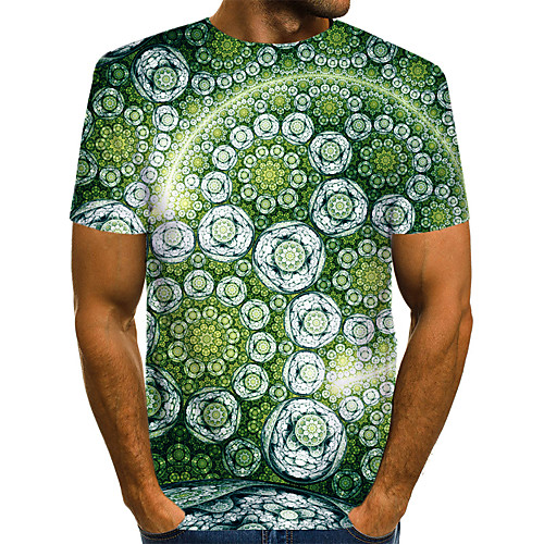 

Men's Daily Weekend T-shirt - Geometric / 3D / Abstract Print Green