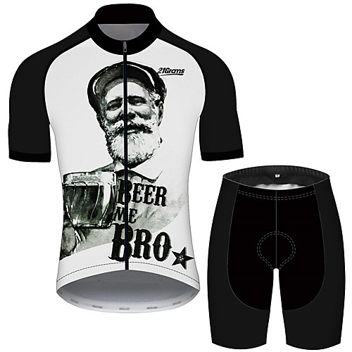 

21Grams Men's Short Sleeve Cycling Jersey with Shorts Black / White Oktoberfest Beer Bike UV Resistant Quick Dry Sports Solid Color Mountain Bike MTB Road Bike Cycling Clothing Apparel / Stretchy