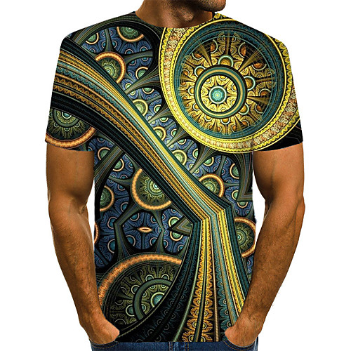 

Men's Daily Weekend T-shirt - Geometric / 3D / Abstract Print Brown