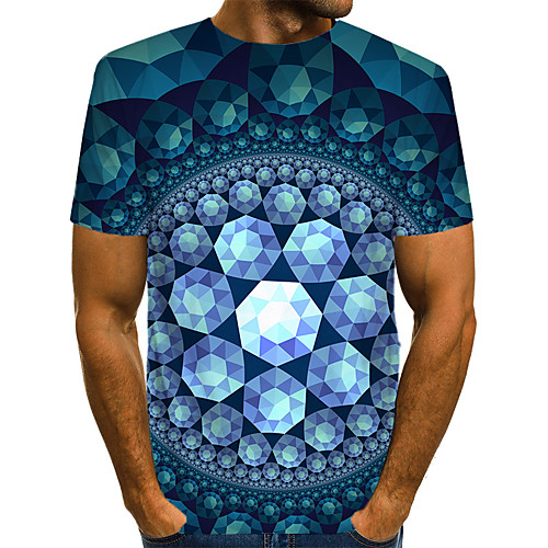 

Men's Daily Weekend T-shirt - Geometric / 3D / Abstract Print Blue
