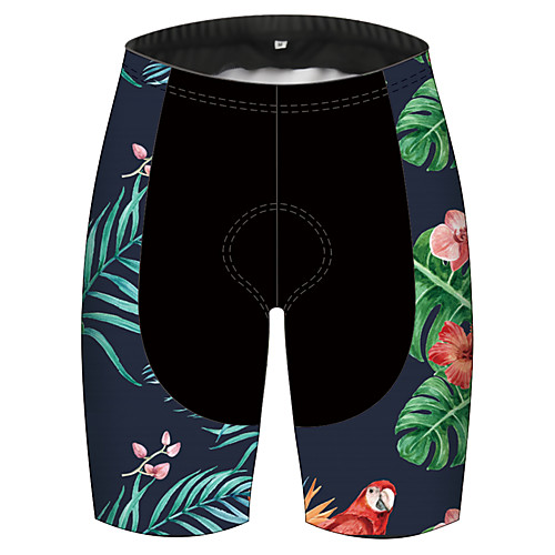 

21Grams Men's Women's Cycling Shorts Bike Pants / Trousers Padded Shorts / Chamois Bottoms Breathable 3D Pad Quick Dry Sports Floral Botanical Black / Green Mountain Bike MTB Road Bike Cycling