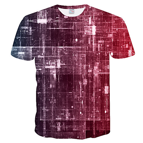 

Men's Daily Weekend Basic T-shirt - Color Block / 3D Red