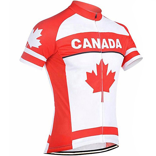 

21Grams Men's Short Sleeve Cycling Jersey 100% Polyester Red / White Canada Bike Jersey Top Mountain Bike MTB Road Bike Cycling UV Resistant Breathable Quick Dry Sports Clothing Apparel / Stretchy
