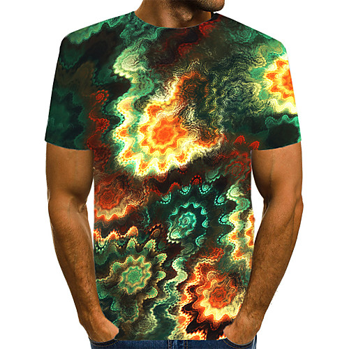 

Men's Daily Weekend T-shirt - Geometric / 3D / Abstract Print Green