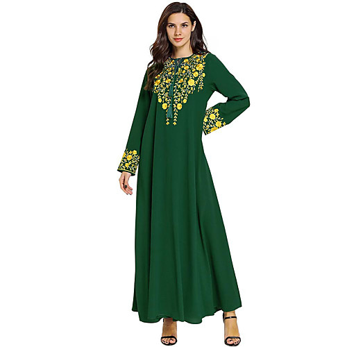 

Adults' Women's Abaya Dress For Party Cotton Polyster Embroidered Halloween Carnival Masquerade Dress