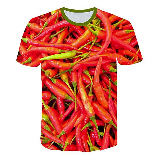 

Men's Daily Going out Basic / Street chic T-shirt - Geometric Print Red