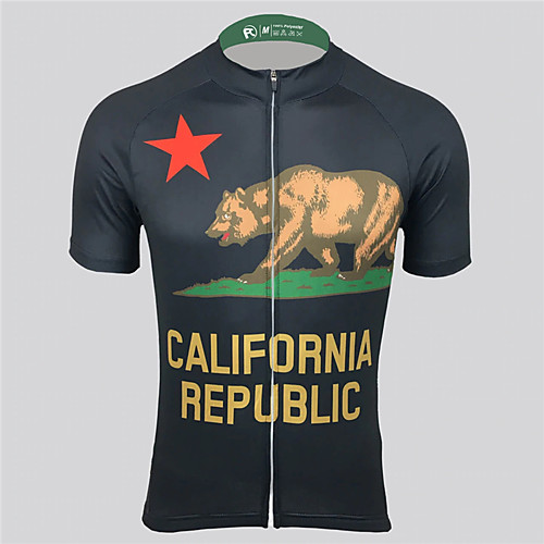 

21Grams Men's Short Sleeve Cycling Jersey 100% Polyester Black Bike Jersey Top Mountain Bike MTB Road Bike Cycling UV Resistant Breathable Quick Dry Sports Clothing Apparel / Stretchy / Sweat-wicking
