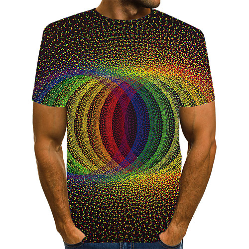 

Men's Daily Weekend T-shirt - Geometric / 3D / Abstract Print Rainbow