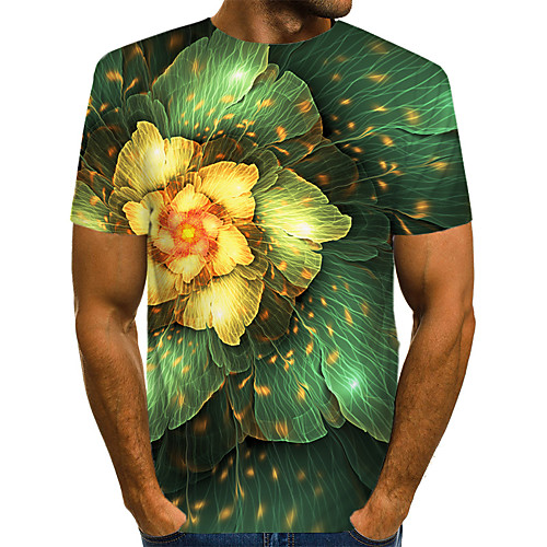 

Men's Daily Weekend T-shirt - Geometric / 3D / Abstract Print Green