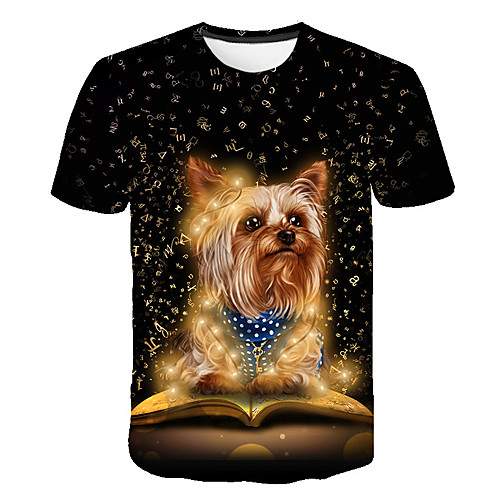 

Men's Daily Going out Basic T-shirt - Color Block / 3D / Animal Print Black