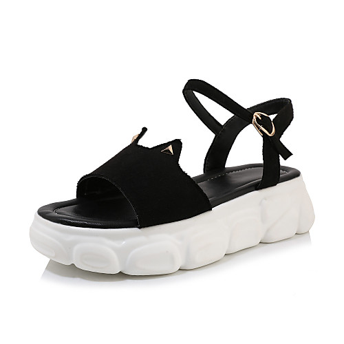 

Women's Sandals Creepers Open Toe Suede Casual / Preppy Spring & Summer Black / Beige / Color Block