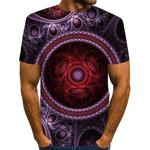 

Men's Daily Weekend T-shirt - Geometric / 3D / Abstract Print Purple