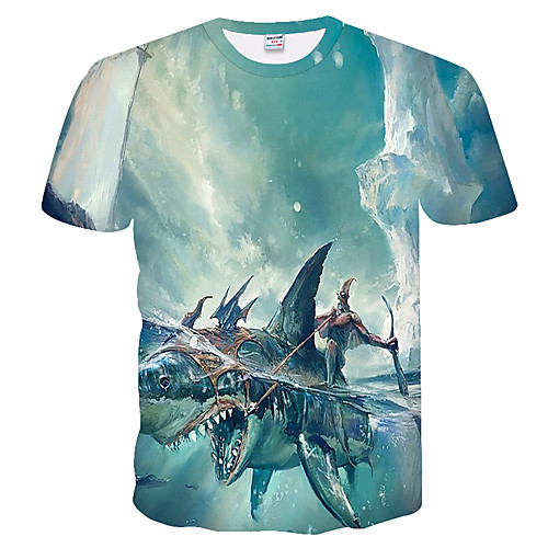 

Men's Daily Weekend Basic T-shirt - Color Block / 3D Blue