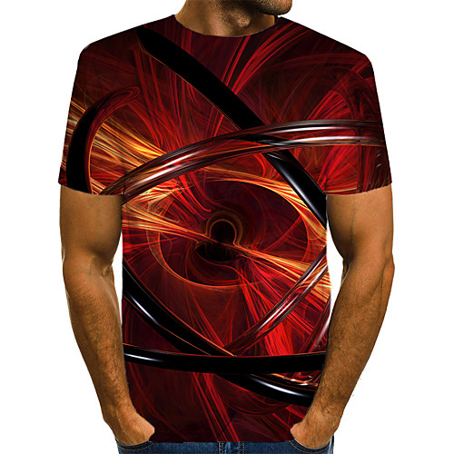 

Men's Daily Weekend T-shirt - Geometric / 3D / Abstract Print Red