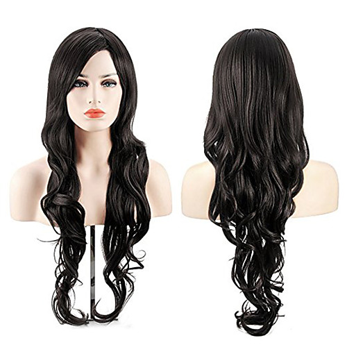 

Synthetic Wig Cosplay Wig Highlighted Hair Wavy Body Wave Side Part Wig Long Natural Black Synthetic Hair 26inch Women's Cosplay Soft Adjustable Black / Heat Resistant / Heat Resistant