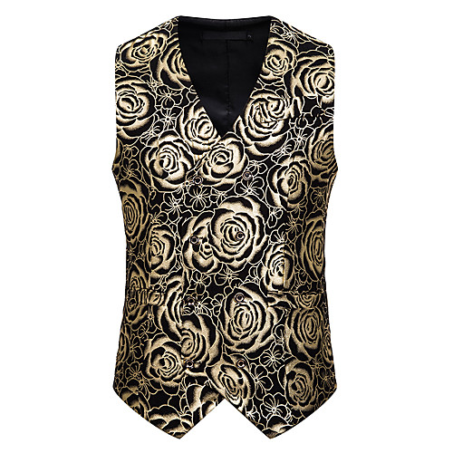 

Men's / Women's Vest, Geometric V Neck Polyester Gold / Silver