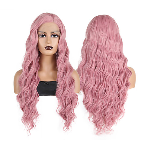 

Synthetic Lace Front Wig Body Wave Side Part Lace Front Wig Long Pink Synthetic Hair 18-26 inch Women's Heat Resistant Synthetic Easy dressing Pink / Natural Hairline