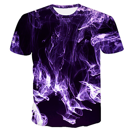 

Men's Daily Weekend Basic Plus Size T-shirt - Color Block / 3D Round Neck Purple / Short Sleeve