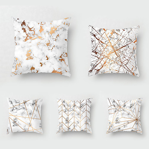 

5 pcs Throw Pillow Simple Classic 4545 cm Nordic marbled Car Waist Pillow Sofa pillow case
