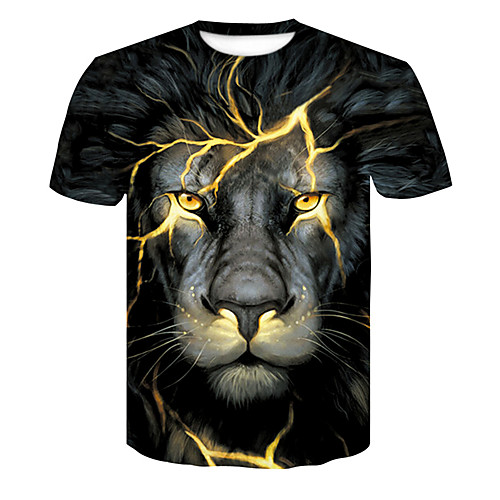 

Women's Daily Basic T-shirt - 3D / Animal Lion Black