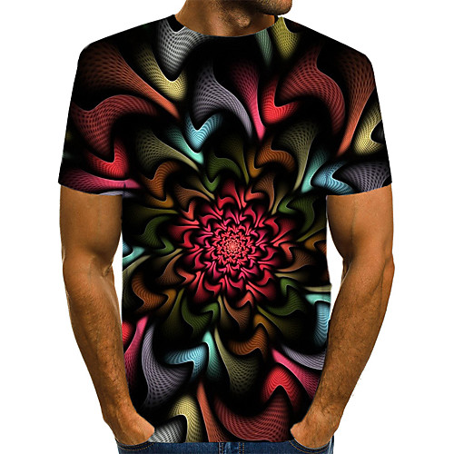 

Men's Daily Weekend T-shirt - Geometric / 3D / Abstract Print Black