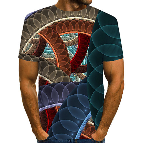 

Men's Daily Weekend T-shirt - Geometric / 3D / Abstract Print Blue
