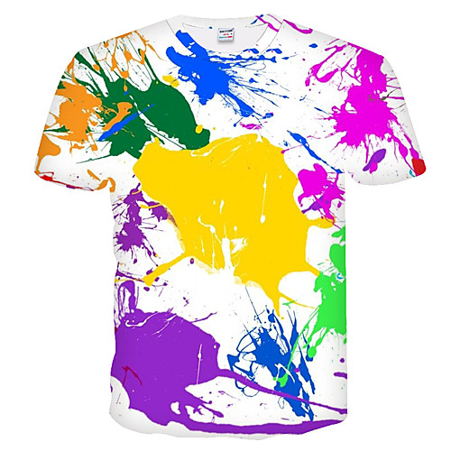 

Men's Daily Weekend Basic T-shirt - Color Block / 3D Rainbow