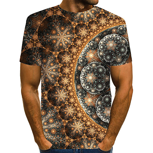 

Men's Daily Weekend T-shirt - Geometric / 3D / Abstract Print Brown