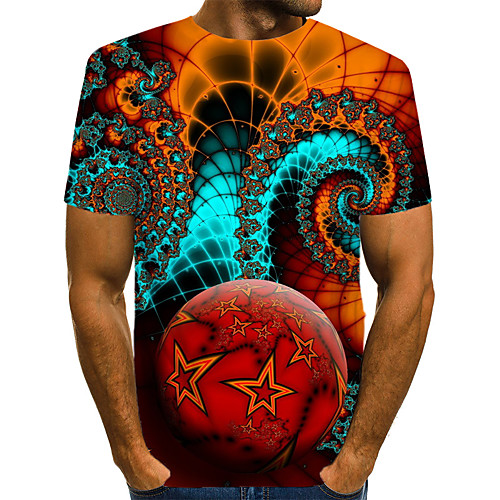 

Men's Daily Weekend T-shirt - Geometric / 3D / Abstract Print Red