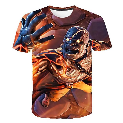 

Men's EU / US Size 3D Graphic Slim T-shirt Daily Round Neck Orange / Short Sleeve