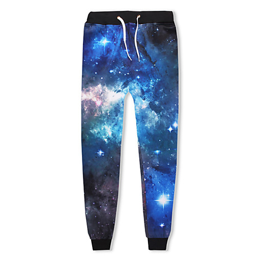 

YEEZZI Men's Jogger Pants Joggers Running Pants Track Pants Sports Pants Drawstring Sports Winter Bottoms Running Fitness Jogging Breathable Soft 3D Print Galaxy Star Print Blue / Micro-elastic