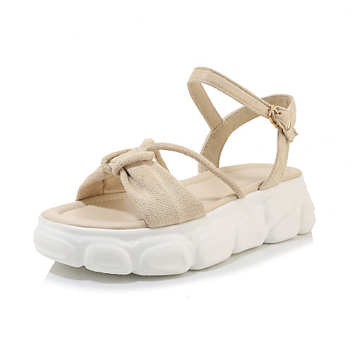 

Women's Sandals Creepers Open Toe Suede Casual / Preppy Spring & Summer Black / Beige / Color Block