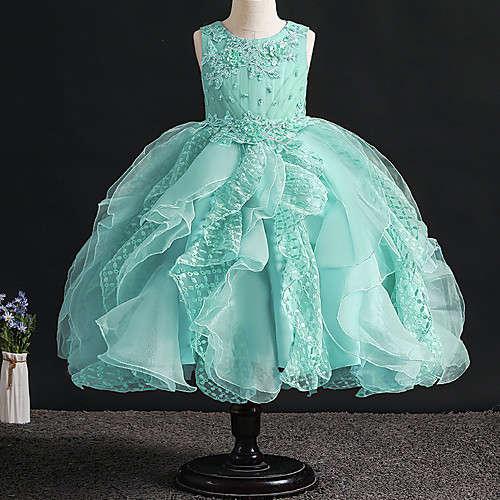 

Princess Dress Flower Girl Dress Girls' Movie Cosplay A-Line Slip Cosplay White / Red / Ink Blue Dress Halloween Carnival Masquerade Tulle Bead Polyester