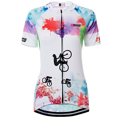 

21Grams Tie Dye Rainbow Women's Short Sleeve Cycling Jersey - BluePink Bike Jersey Top Breathable Quick Dry Moisture Wicking Sports Terylene Mountain Bike MTB Clothing Apparel / Micro-elastic
