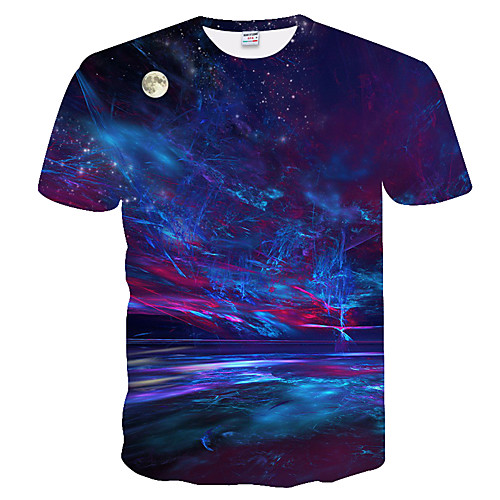 

Men's Daily Weekend Basic T-shirt - Color Block / 3D Purple