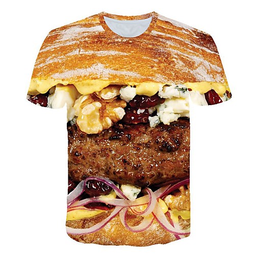 

Men's Daily Going out Basic / Street chic T-shirt - Geometric Print Yellow