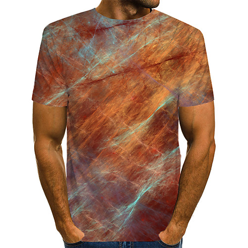 

Men's Daily Going out Basic / Exaggerated T-shirt - Geometric / 3D / Abstract Print Camel